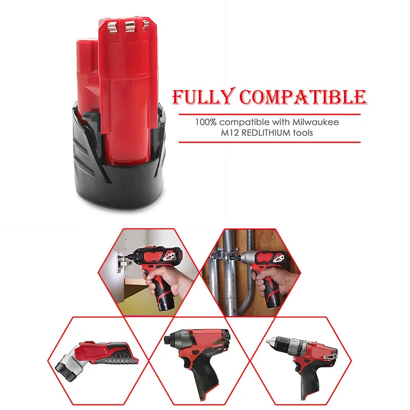 3000mAh 12V Replacement Battery Compatible with Milwaukee M12 XC 48-11-2410 48-11-2420 48-11-2411 12-Volt Cordless Tools Batteri
3000mAh 12V Replacement Battery Compatible with Milwaukee M12 XC 48-11-2410 48-11-2420 48-11-2411 12-Volt Cordless Tools Batteri
