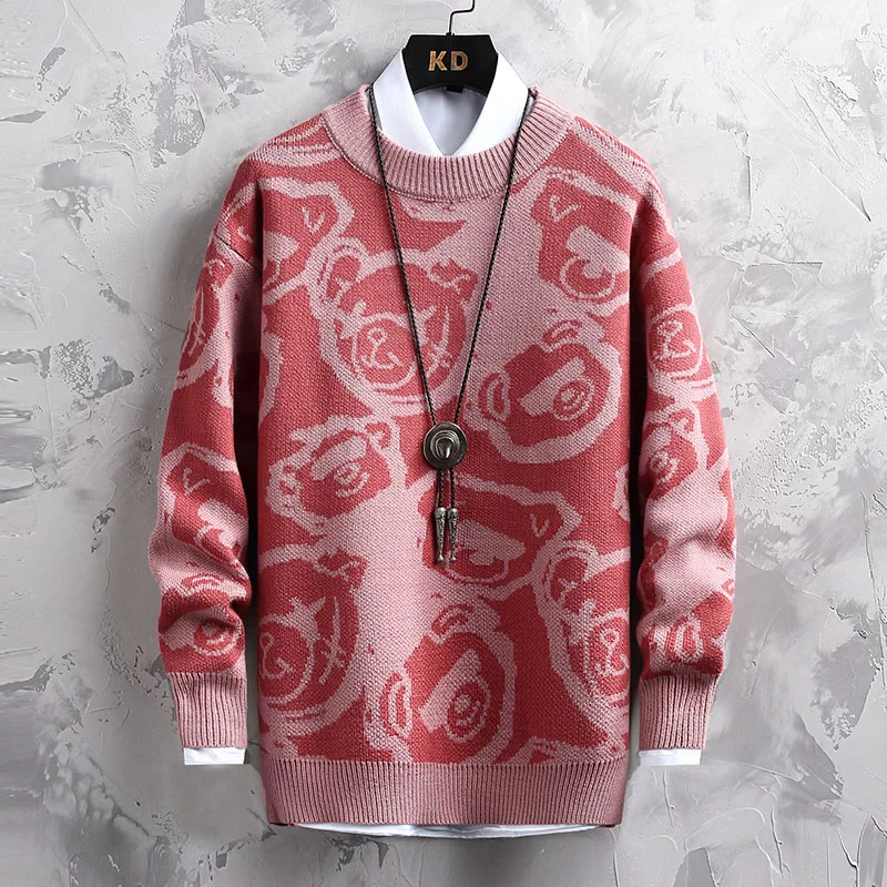 Hip Hop Streetwear Knitted Sweater Men 2021 Cartoon Bear Pattern Print Harajuku Sweater Loose Pullover Men Clothing 
Hip Hop Streetwear Knitted Sweater Men 2021 Cartoon Bear Pattern Print Harajuku Sweater Loose Pullover Men Clothing