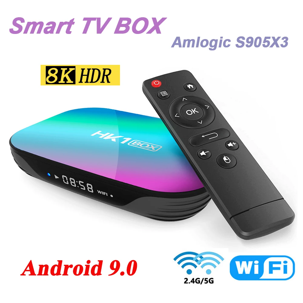 HK1 BOX Smart TV BOX Android 9.0 8K 4GB 128GB Amlogic S905X3 Quad Core 2.4/5G Wifi BT Support Voice Remote Media Player Top Box
HK1 BOX Smart TV BOX Android 9.0 8K 4GB 128GB Amlogic S905X3 Quad Core 2.4/5G Wifi BT Support Voice Remote Media Player Top Box