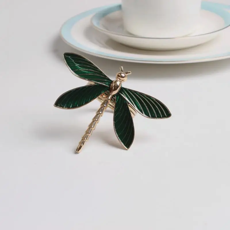 2021 new 6pcs Dripping Dragonfly Napkin Button Ring Hotel Wedding Table Cloth | Дом и сад
