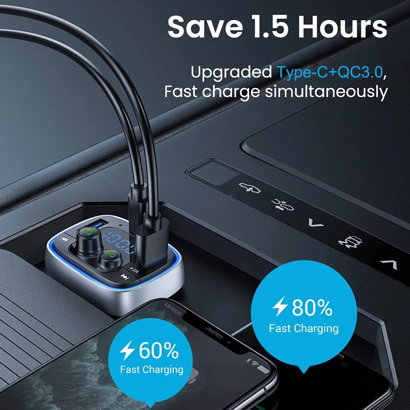 CABLETIME Bluetooth 5.0 Car Charger HiFi Stereo Music LED Display FM USB C port 30W Quick Charge for Smartphone U disk B12
CABLETIME Bluetooth 5.0 Car Charger HiFi Stereo Music LED Display FM USB C port 30W Quick Charge for Smartphone U disk B12