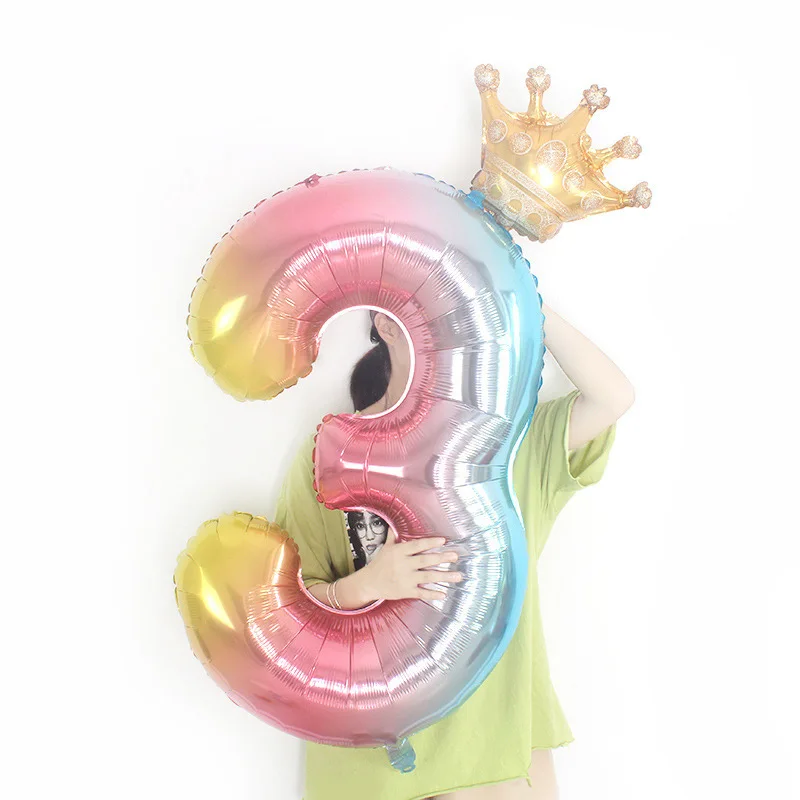 32/40-Inch Gradient Number + Mini Gold Crowns Aluminum Balloon Children Full-Year Birthday Party Decoration Supplies
32/40-Inch Gradient Number + Mini Gold Crowns Aluminum Balloon Children Full-Year Birthday Party Decoration Supplies