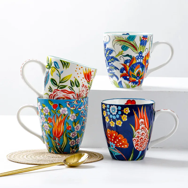 American Style Ceramic Coffee Cup embossed Large capacity hand painted tea water milk mug INS Fresh office cups
American Style Ceramic Coffee Cup embossed Large capacity hand painted tea water milk mug INS Fresh office cups