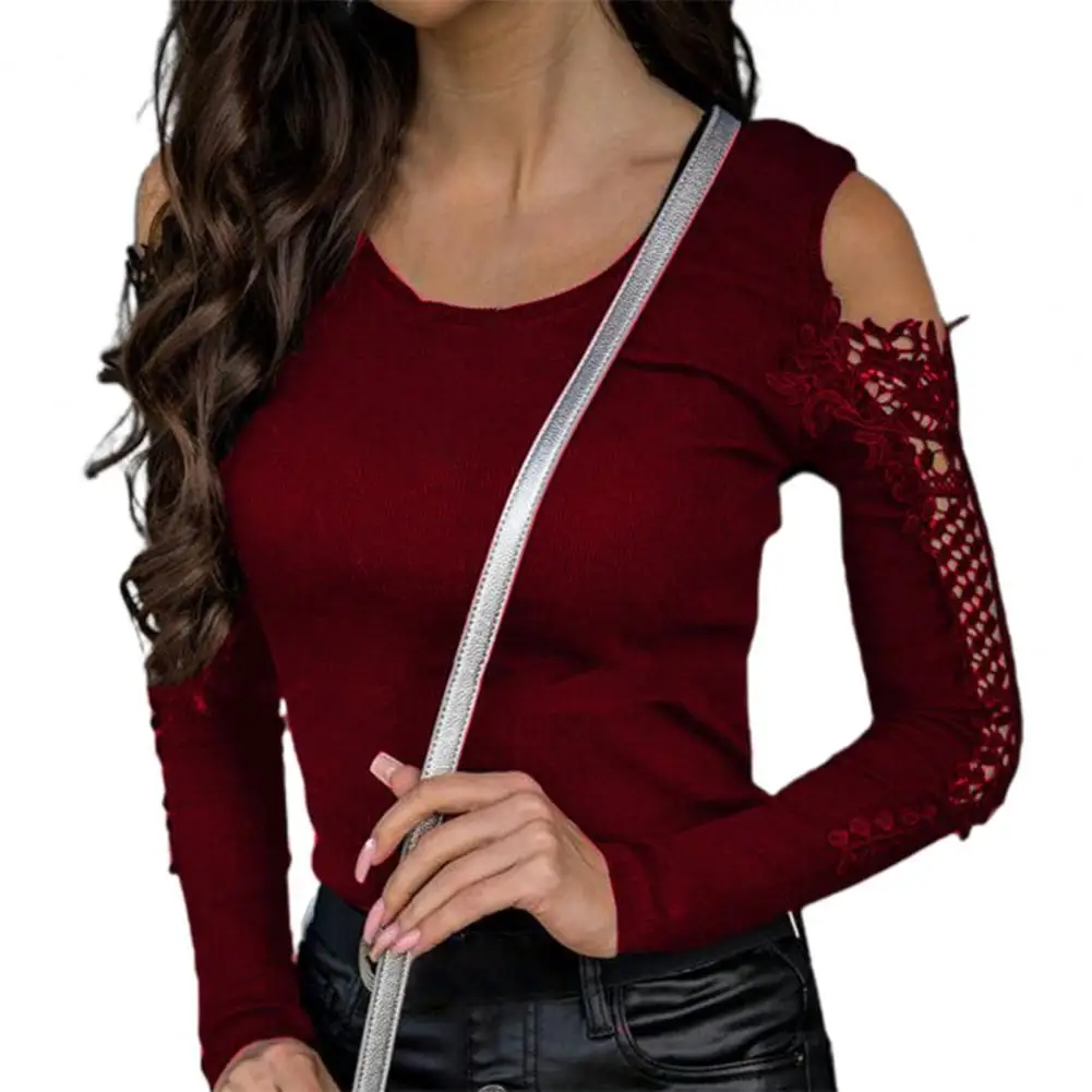 Women blusas Solid Color Long Sleeve Off Shoulder Embroidery Lace Hollow Out Slim Fit Tunic Top 2XL blusas mujer de moda 2021
Women blusas Solid Color Long Sleeve Off Shoulder Embroidery Lace Hollow Out Slim Fit Tunic Top 2XL blusas mujer de moda 2021