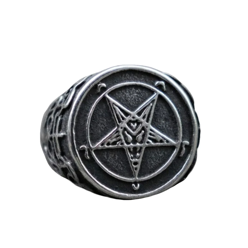 Фото Ретро индивидуальная пентаграмма сатанство пятиконечная звезда кольца из