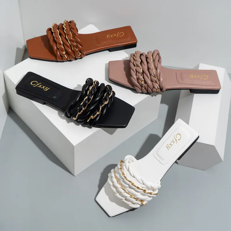 Summer Weave Flat Slippers Women Shoes Sexy Square Toe Summer Slippers For Women Slides 2022 New Luxury Outdoor Beach Flip flops
Summer Weave Flat Slippers Women Shoes Sexy Square Toe Summer Slippers For Women Slides 2022 New Luxury Outdoor Beach Flip flops