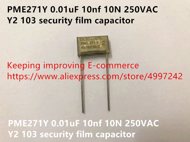 Original new 100% PME271Y 0.01uF 10nf 10N 250VAC Y2 103 security film capacitor (Inductor)
Original new 100% PME271Y 0.01uF 10nf 10N 250VAC Y2 103 security film capacitor (Inductor)