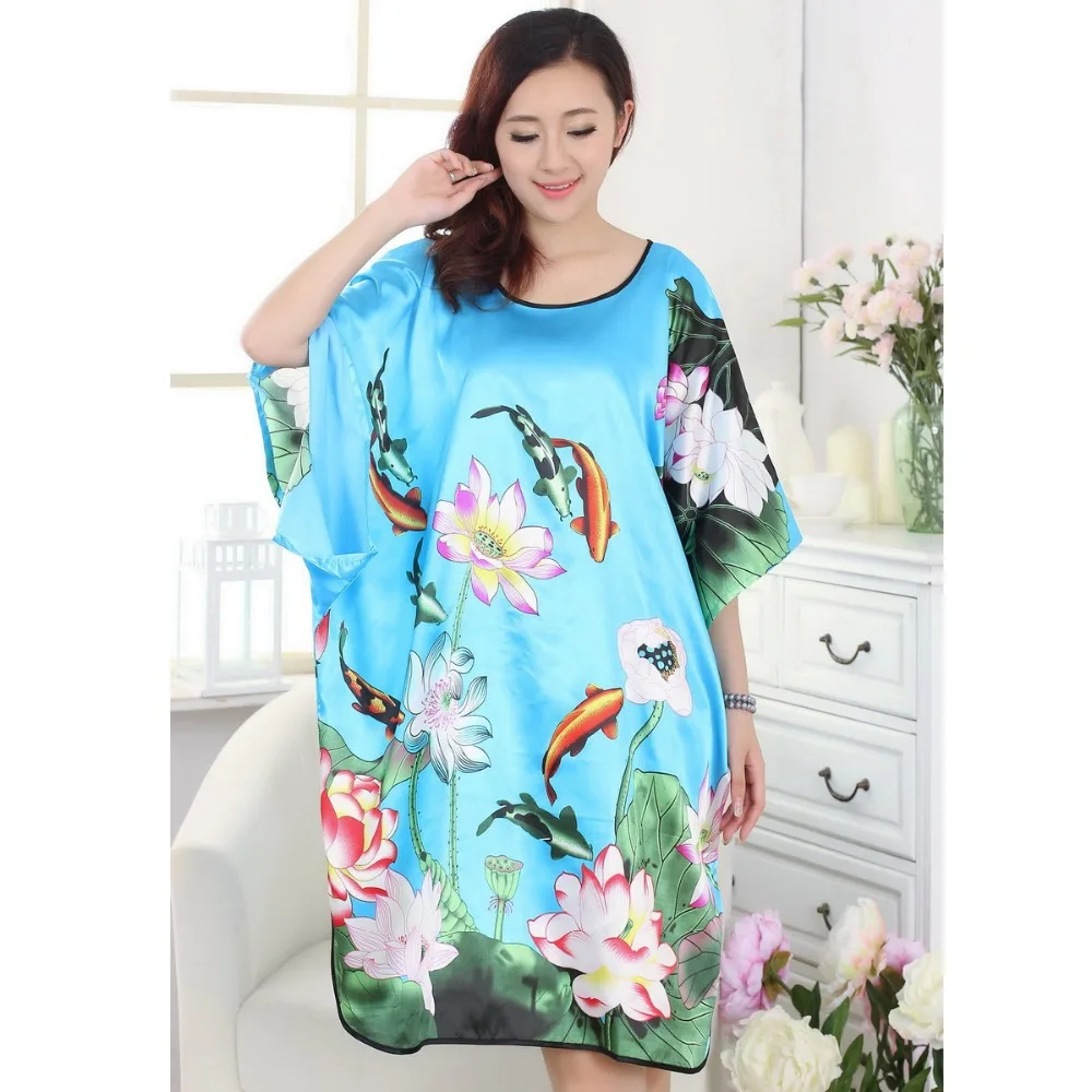 Blue Women's Kimono Silk Rayon Hand-Painted Robe Dress Chinese Nightshirt Loose Casual Sleepwear Flower 0308
Blue Women's Kimono Silk Rayon Hand-Painted Robe Dress Chinese Nightshirt Loose Casual Sleepwear Flower 0308