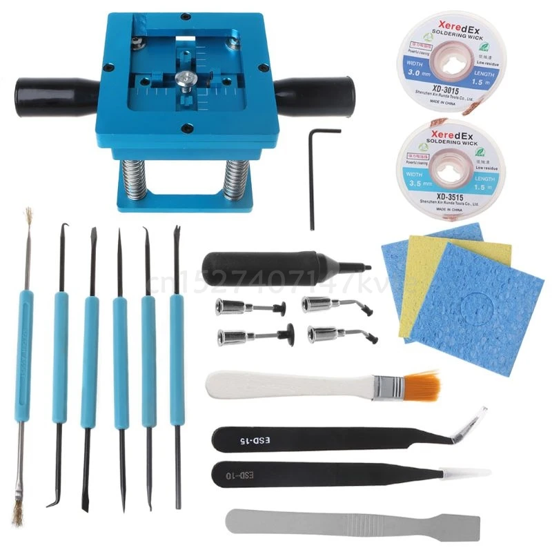 1Set Blue BGA Reballing Kit Planting Station with Hand Shank Handle Allen Wrench Scraper Suction Pen for SMT Chip Rework Repair
1Set Blue BGA Reballing Kit Planting Station with Hand Shank Handle Allen Wrench Scraper Suction Pen for SMT Chip Rework Repair