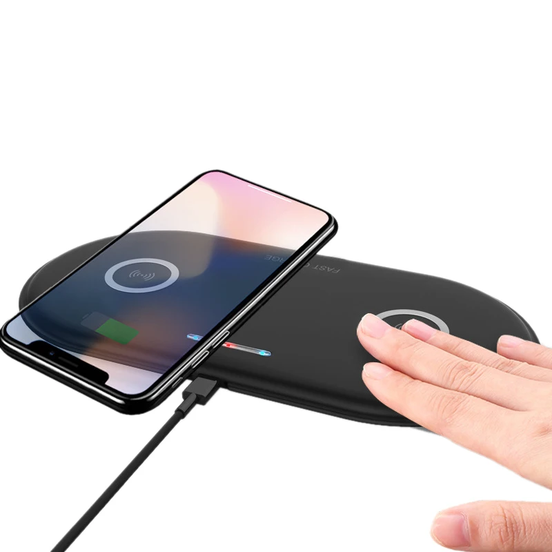 Двойное 10 Вт Беспроводное зарядное устройство для iPhone X XS Max Xr Qi двойная быстрая