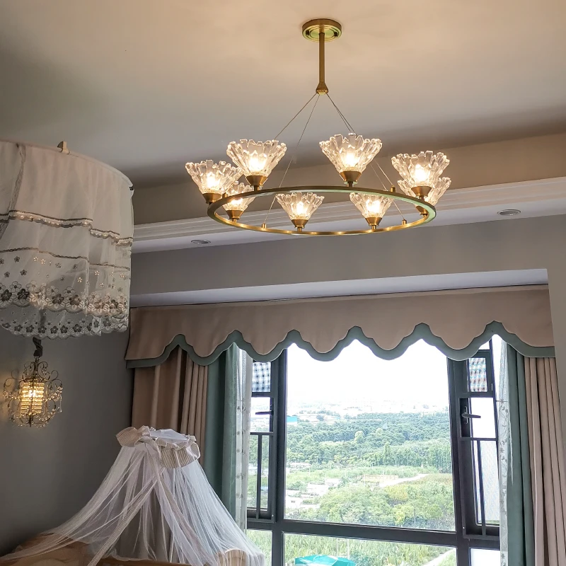 All copper American chandelier living room light luxury crystal light restaurant creative round simple post-modern lamps
All copper American chandelier living room light luxury crystal light restaurant creative round simple post-modern lamps