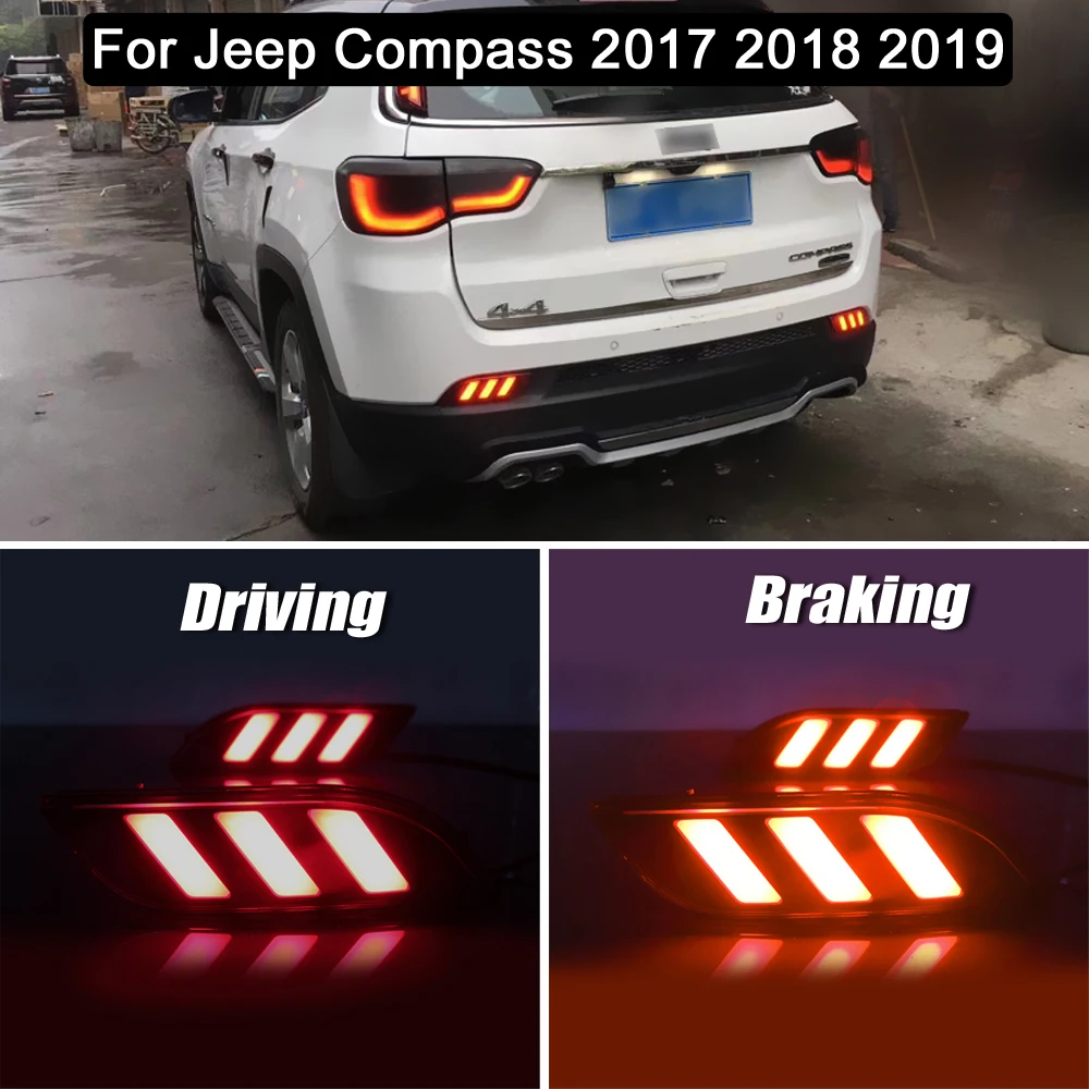 2Pcs 2-in-1 LED Rear Bumper Reflector Driving Warning Light Tail Brake Stop Light For Jeep Compass 2017 2018 2019
2Pcs 2-in-1 LED Rear Bumper Reflector Driving Warning Light Tail Brake Stop Light For Jeep Compass 2017 2018 2019