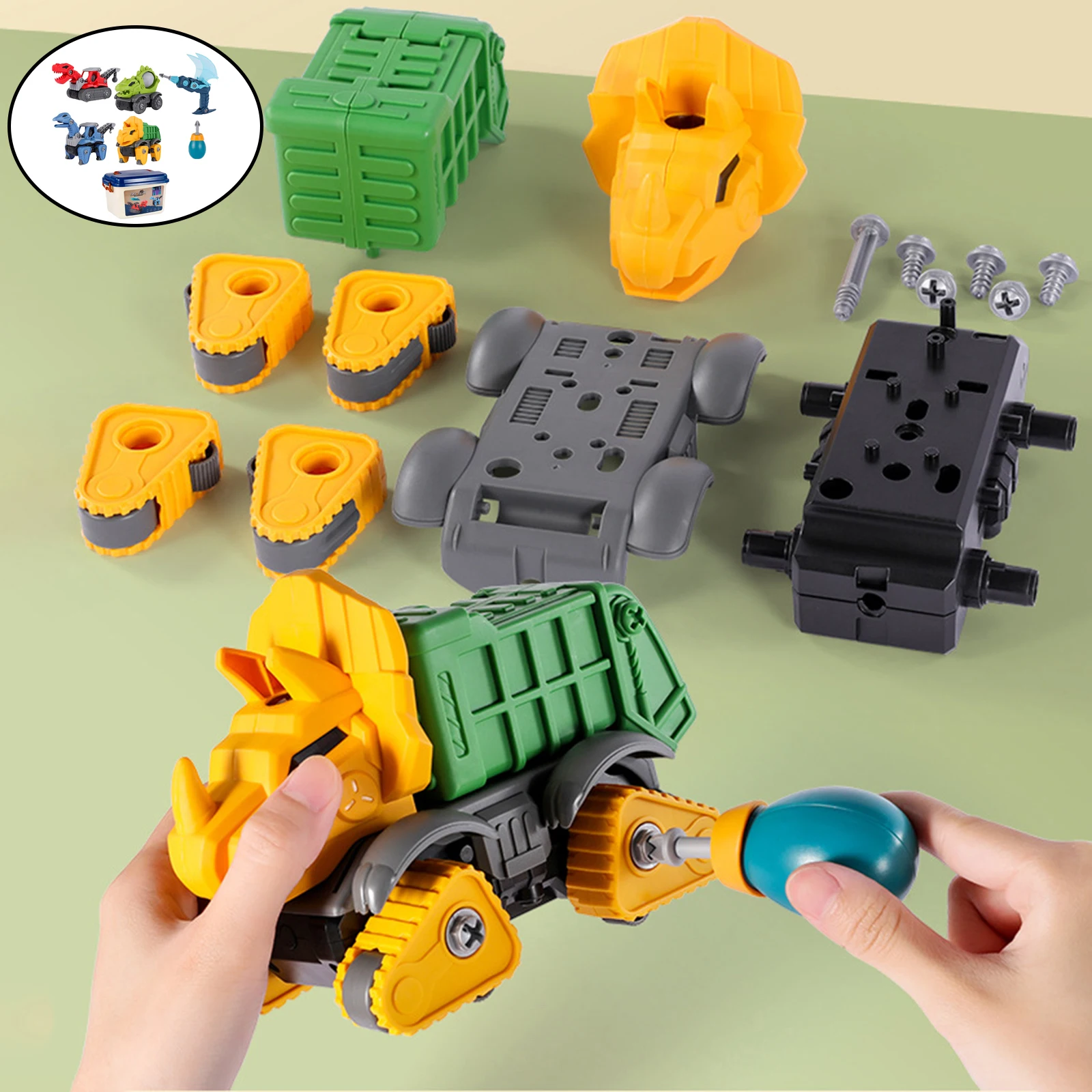Сборка и разборка DIY инженерный грузовик динозавра игрушечный пазл набор для