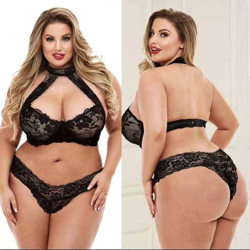 Plus Size Women Sissy Black Lingerie lace Bra Set Bralette Lace Halter Hollow Bra top G-string thong Babydoll Underwear set
Plus Size Women Sissy Black Lingerie lace Bra Set Bralette Lace Halter Hollow Bra top G-string thong Babydoll Underwear set