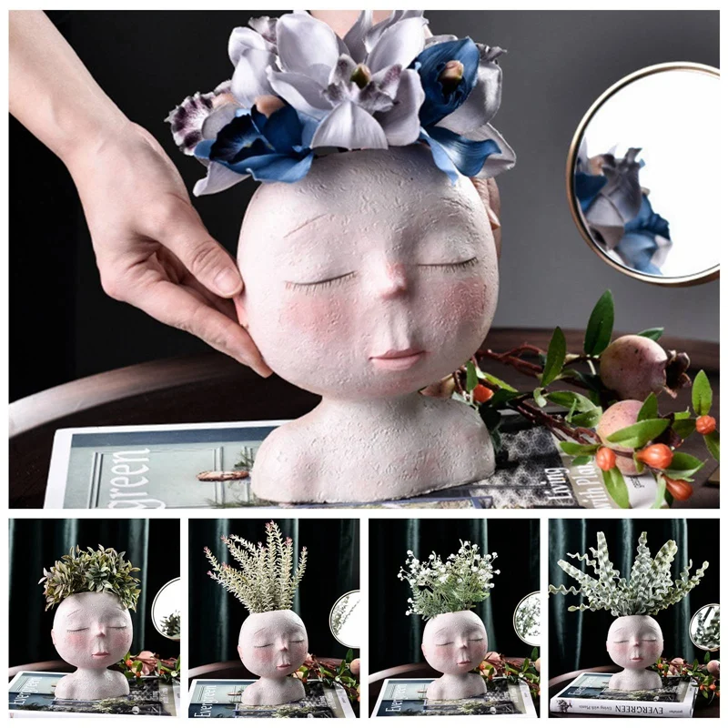 Nordic Creative Art Doll Sculpture Flower Pot Resin Head Vase Succulent Potted Garden Decoration Desktop Bonsai Ornaments
Nordic Creative Art Doll Sculpture Flower Pot Resin Head Vase Succulent Potted Garden Decoration Desktop Bonsai Ornaments