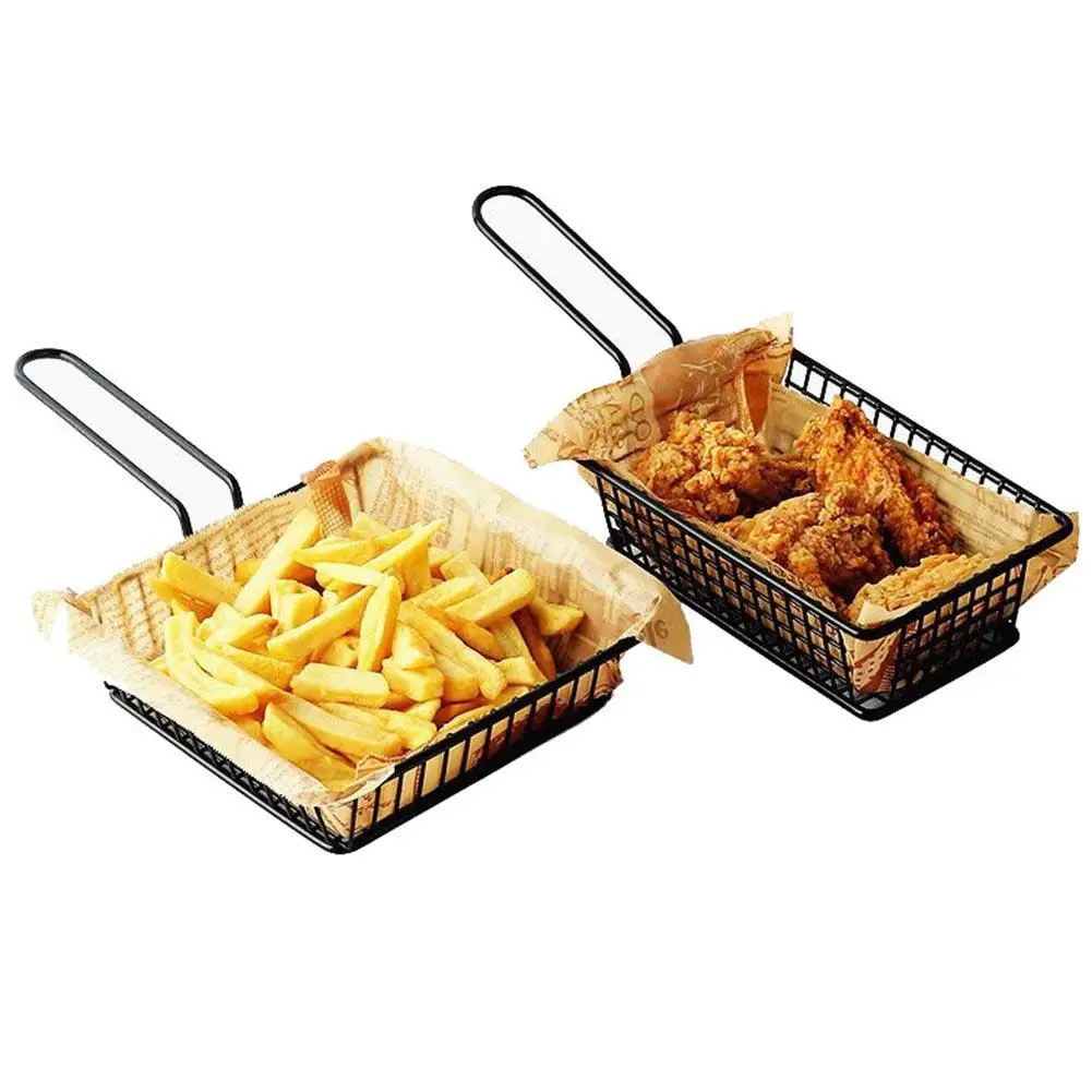

Практичная корзина для картофеля фри из нержавеющей стали, корзина для еды, Снэк, картофельные чипсы, контейнер-бочка, посуда с ручкой