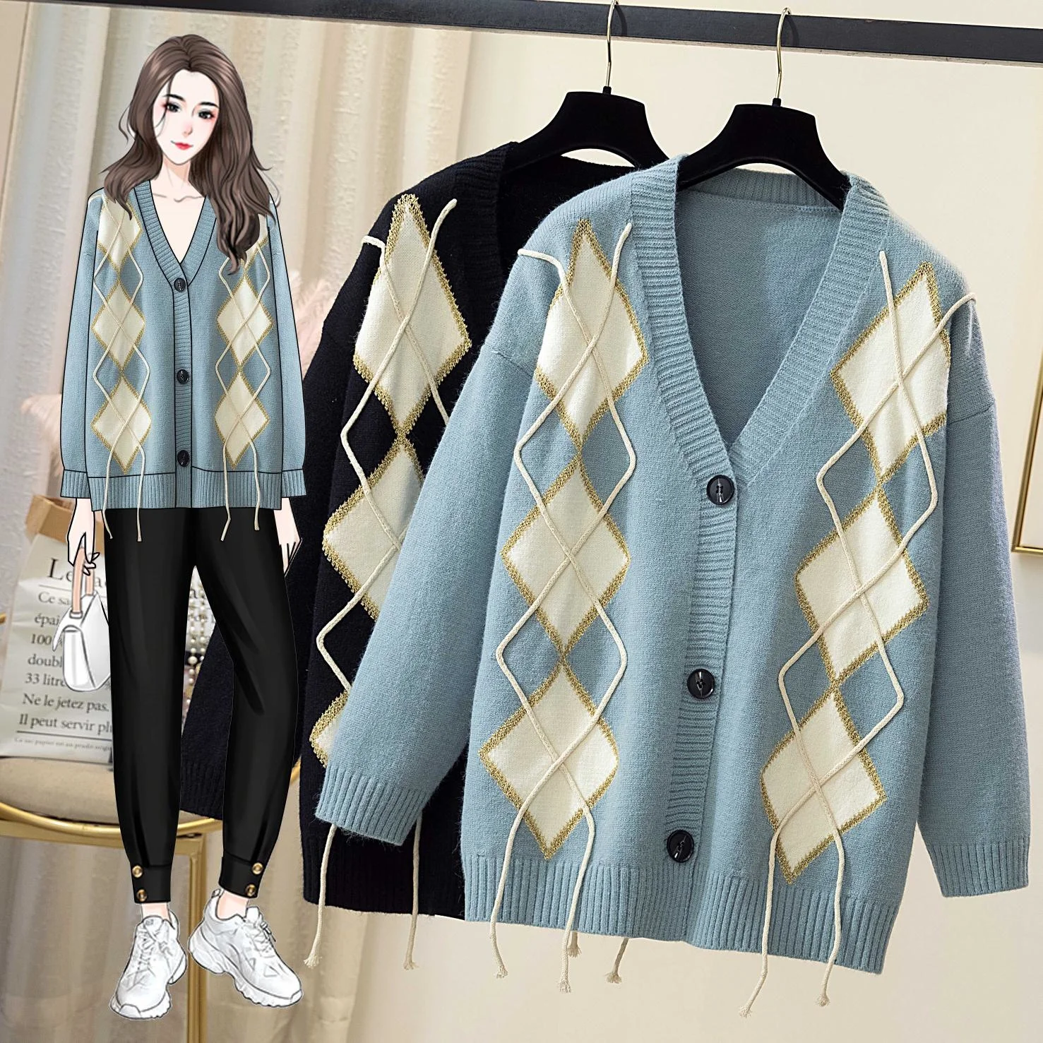 Fashion Casual Women Sweater Cardigan Autumn and Winter Loose Korean Version Thickened New Style with Knitted Medium Length Coat
Fashion Casual Women Sweater Cardigan Autumn and Winter Loose Korean Version Thickened New Style with Knitted Medium Length Coat