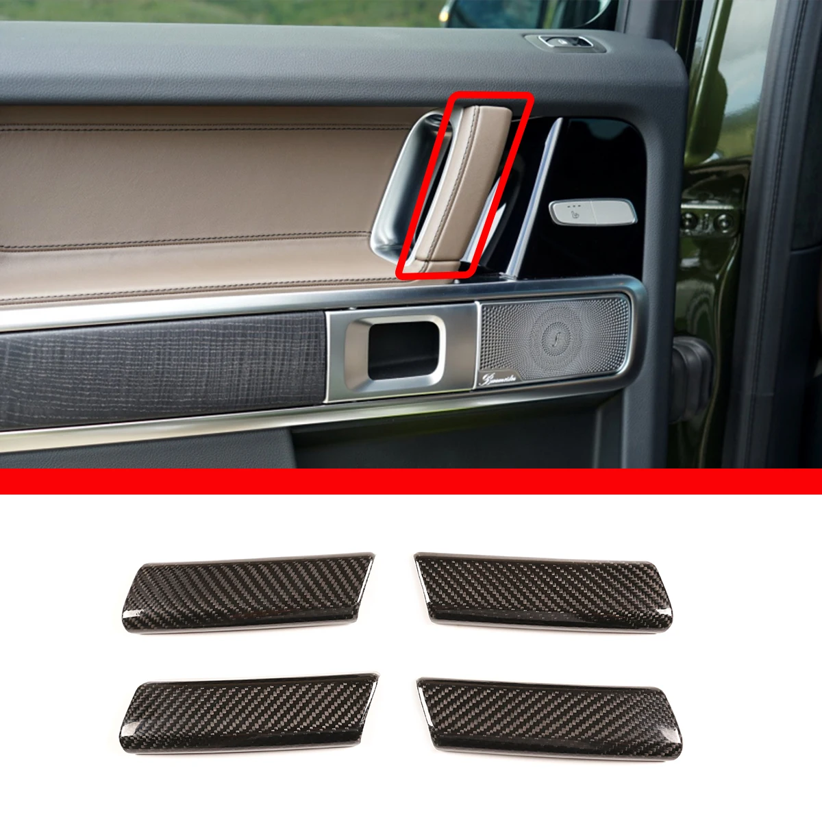 For Mercedes-Benz G-Class G500/G6319-20 inner door armrest cover real carbon fiber 4-piece car styling car accessories interior 
For Mercedes-Benz G-Class G500/G6319-20 inner door armrest cover real carbon fiber 4-piece car styling car accessories interior