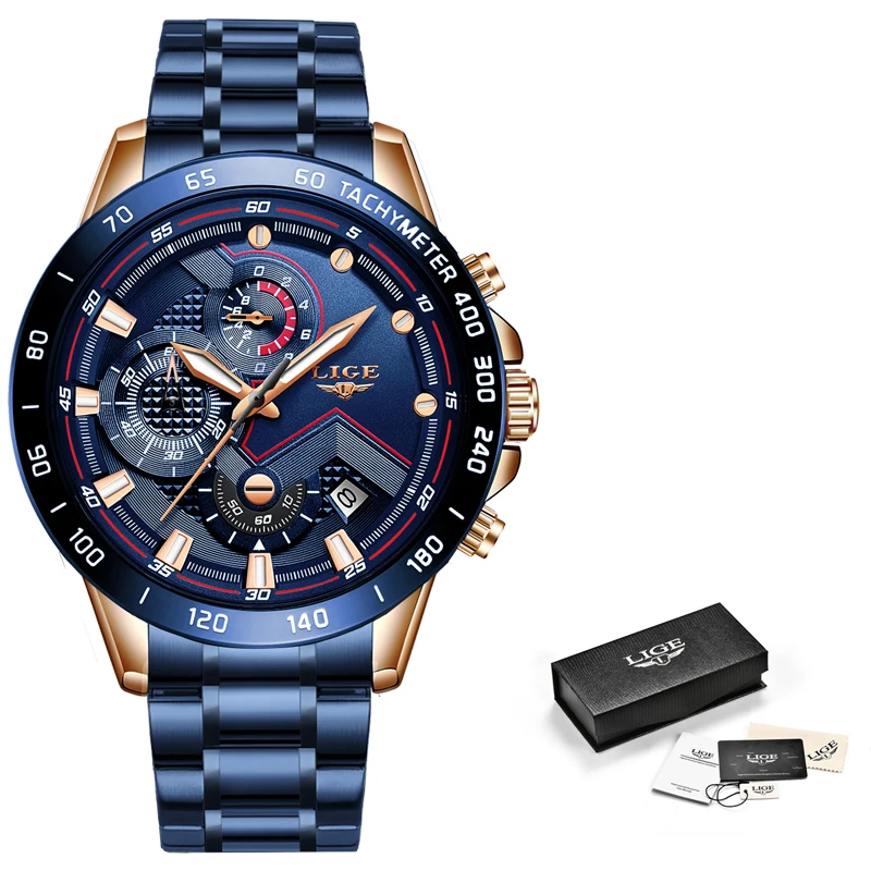 LIGE New Fashion Mens Watches with Stainless Steel Top Brand Luxury Sports Chronograph Quartz Watch Men Relogio Masculino 2020
LIGE New Fashion Mens Watches with Stainless Steel Top Brand Luxury Sports Chronograph Quartz Watch Men Relogio Masculino 2020