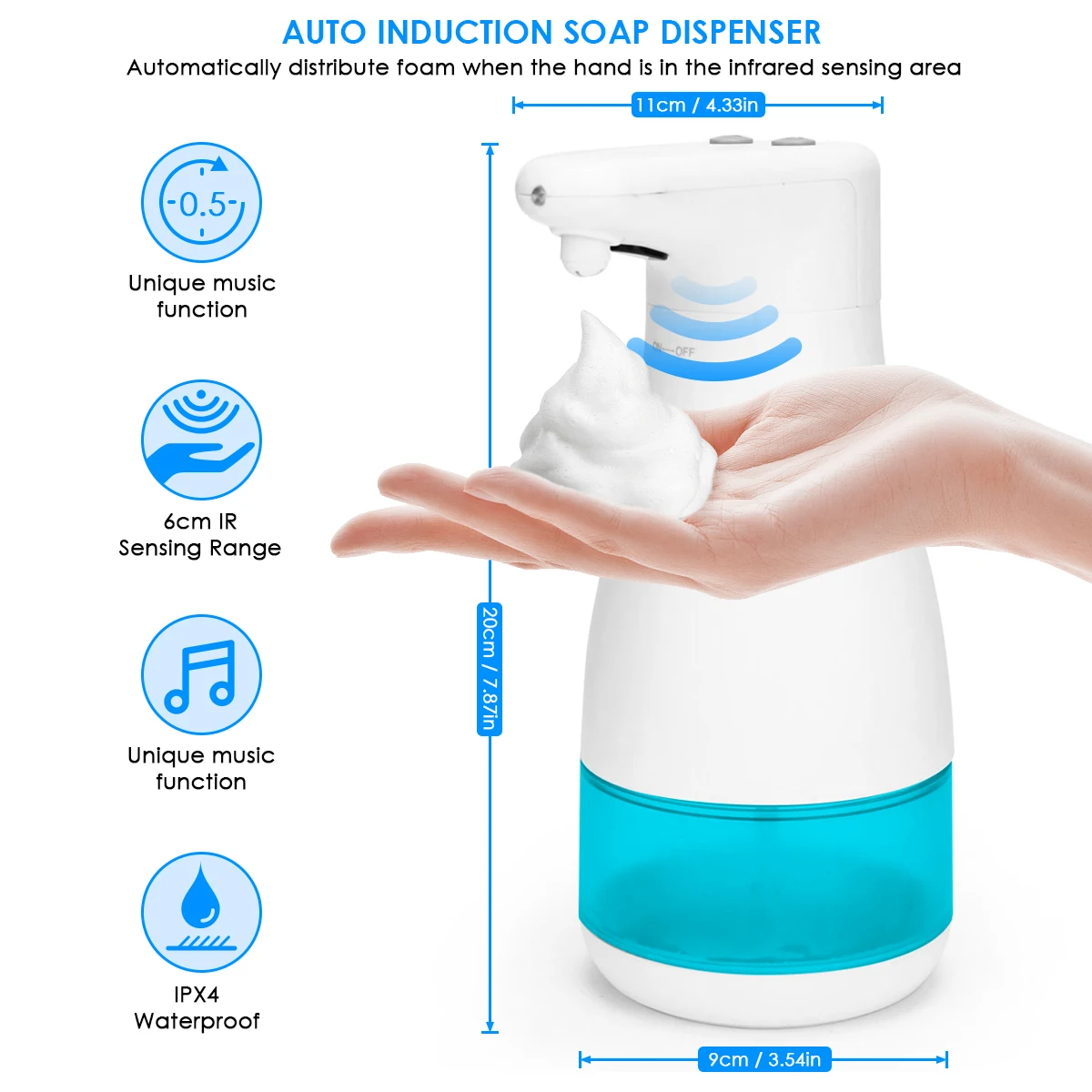 Automatic Foaming Soap Dispenser Smart Sensor Adjustable Electric Liquid Soap Dispenser 280ML For Kitchen Bathroom
Automatic Foaming Soap Dispenser Smart Sensor Adjustable Electric Liquid Soap Dispenser 280ML For Kitchen Bathroom