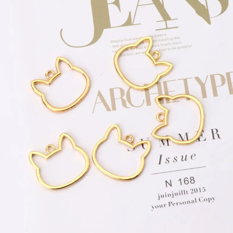 5 шт., подвески в виде головы кошки 
5 шт., подвески в виде головы кошки