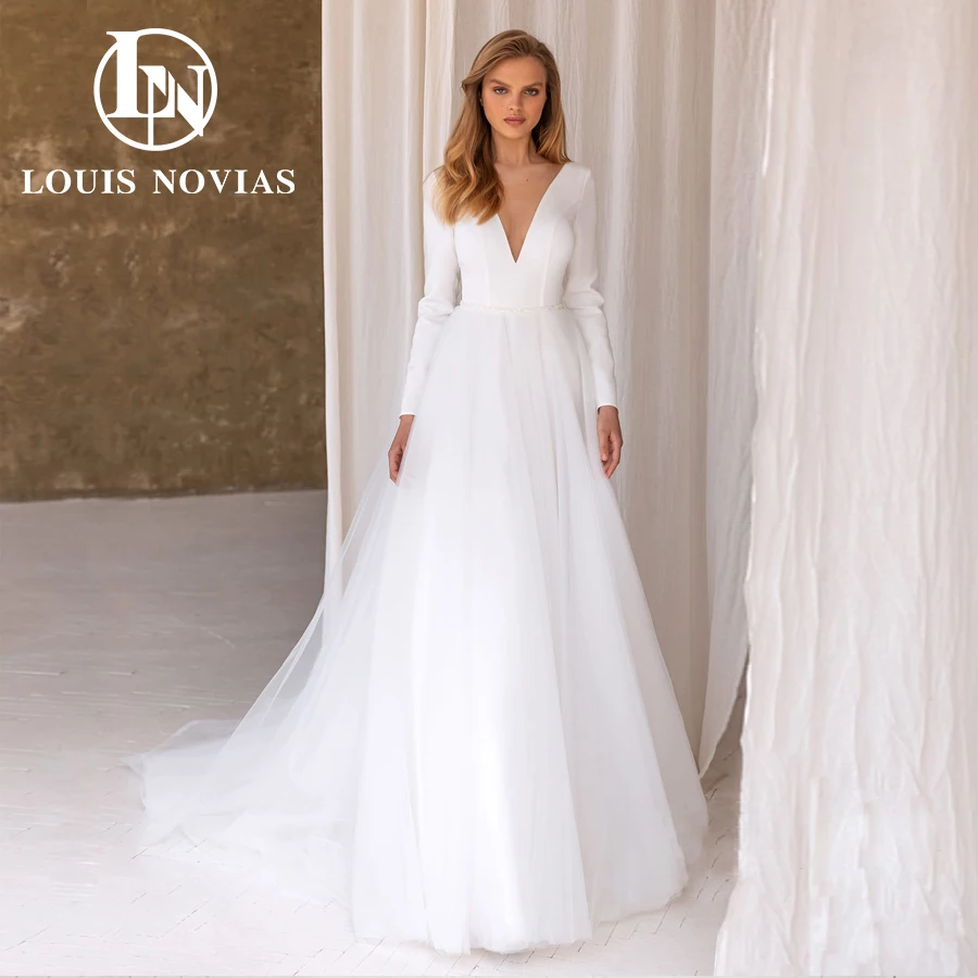 Женское атласное платье с открытой спиной LOUIS NOVIAS, элегантное облегающее платье-трапеция с глубоким V-образным вырезом и длинным рукавом, модель 2022
Женское атласное платье с открытой спиной LOUIS NOVIAS, элегантное облегающее платье-трапеция с глубоким V-образным вырезом и длинным рукавом, модель 2022
