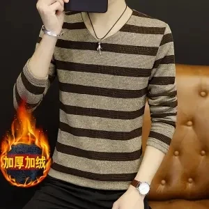 New Autumn and Winter Fleece Thickened Long-Sleeved T-shirt Male V-neck plus Size Casual Bottoming Shirt 
New Autumn and Winter Fleece Thickened Long-Sleeved T-shirt Male V-neck plus Size Casual Bottoming Shirt