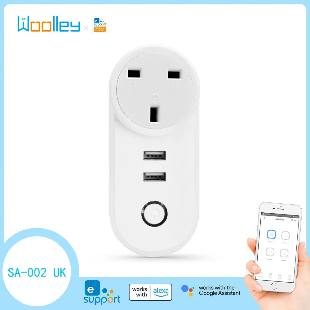 UK Smart Plug Power Socket Switch Dual USB WIFI APP for eWelink Goole Home Alexa
UK Smart Plug Power Socket Switch Dual USB WIFI APP for eWelink Goole Home Alexa