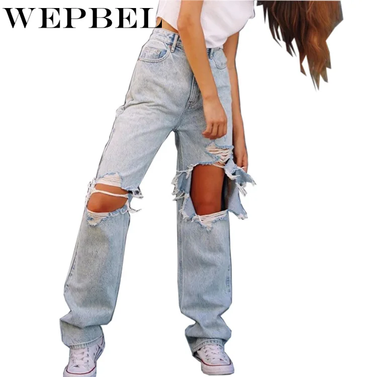 WEPBEL Женские повседневные рваные свободные джинсовые прямые брюки со средней посадкой осенние отбеленные винтажные джинсы
WEPBEL Женские повседневные рваные свободные джинсовые прямые брюки со средней посадкой осенние отбеленные винтажные джинсы