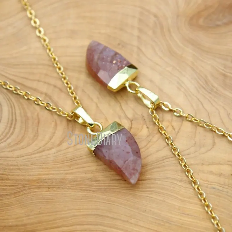 NM15625 10Pcs Stawberry Quartz Chains Necklaces Gold Electroplated Faceted Horn Tusk Chains Necklaces Outlet 16-20inch
NM15625 10Pcs Stawberry Quartz Chains Necklaces Gold Electroplated Faceted Horn Tusk Chains Necklaces Outlet 16-20inch