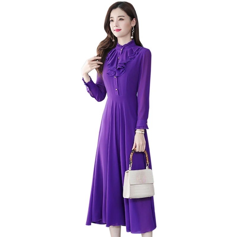 Women Chiffon Long Dress Long Sleeve A-Line Autumn New Elegant Vintage Stand collar 2021 spring Dresses
Women Chiffon Long Dress Long Sleeve A-Line Autumn New Elegant Vintage Stand collar 2021 spring Dresses