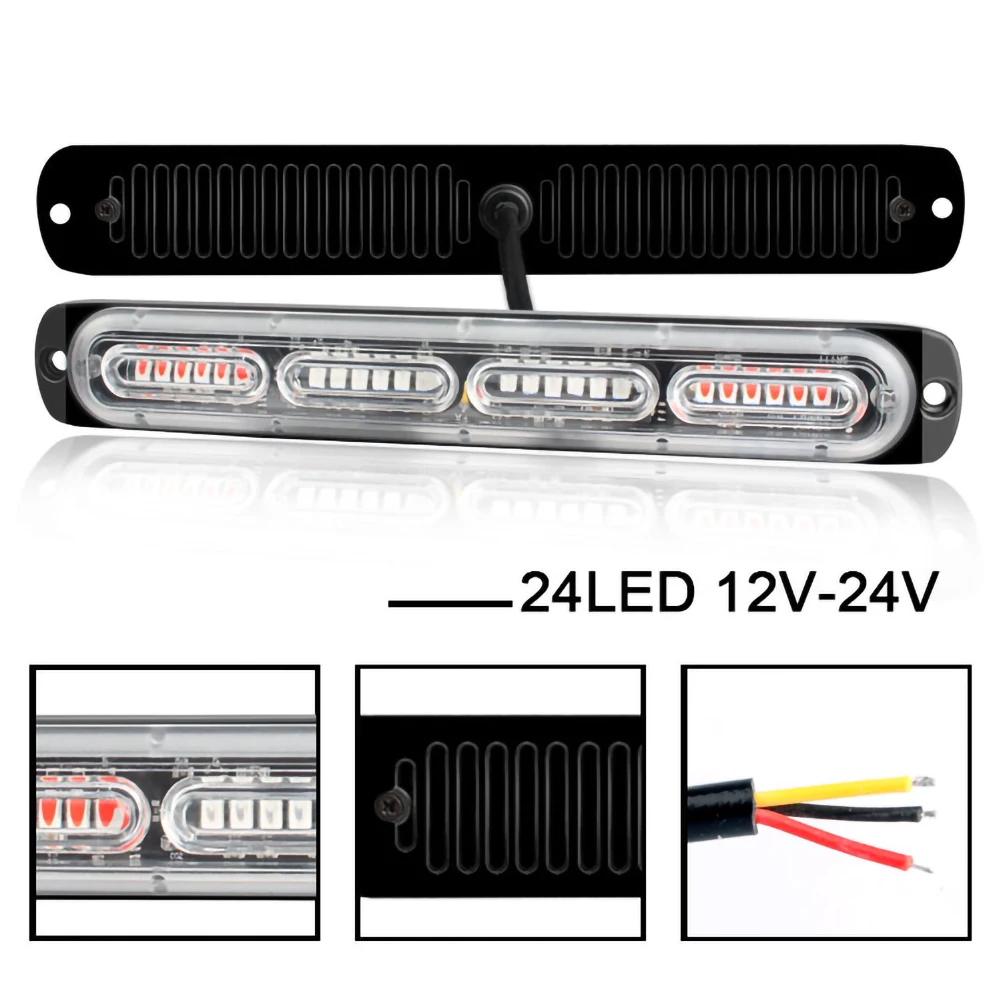 72W 2PC Amber /White 24LED Warning Hazard Flash LED Strobe Lights for Trucks, Cars, Plows, and Emergency Vehicles
72W 2PC Amber /White 24LED Warning Hazard Flash LED Strobe Lights for Trucks, Cars, Plows, and Emergency Vehicles