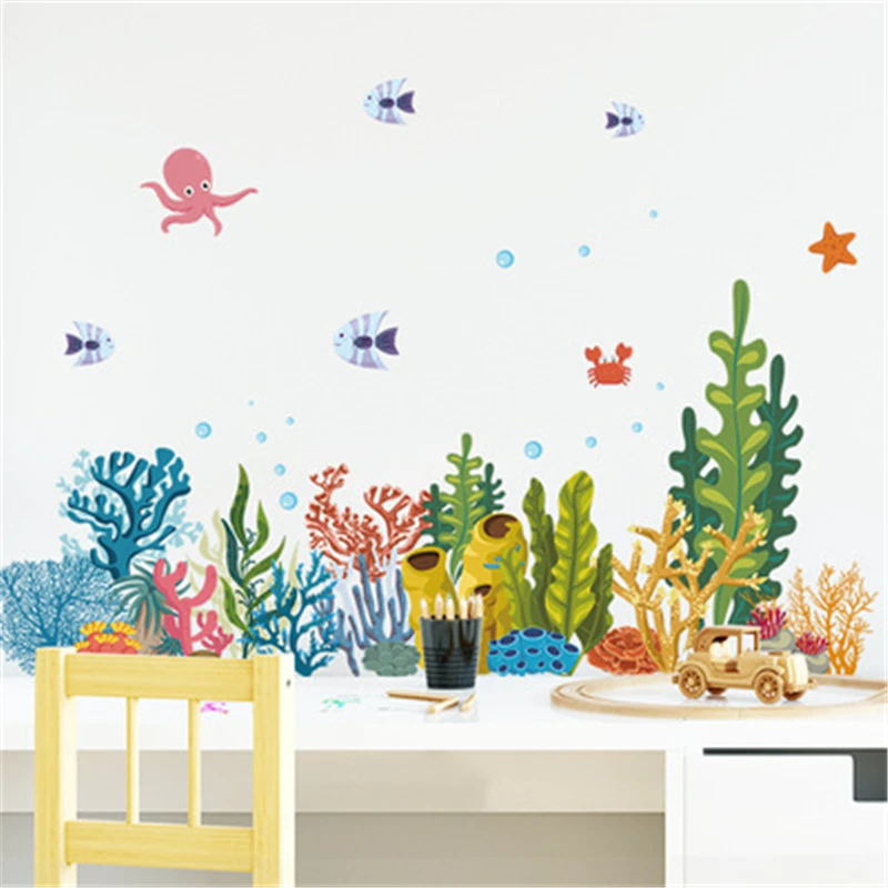 1Pcs Watercolor Submarine Coral Fish Wall Stickers Kid Bedroom Porch Home Beautification DIY Home Decor Wallpaper
1Pcs Watercolor Submarine Coral Fish Wall Stickers Kid Bedroom Porch Home Beautification DIY Home Decor Wallpaper