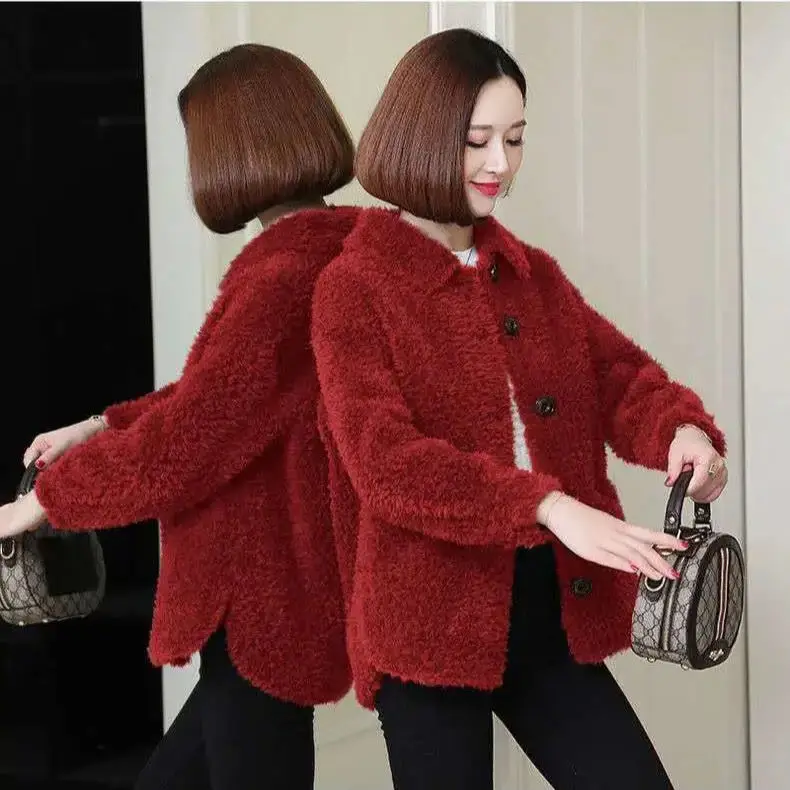 Granulated cashmere coat women's short 2021 autumn winter new granulated wool fur one lamb fur grass coat
Granulated cashmere coat women's short 2021 autumn winter new granulated wool fur one lamb fur grass coat