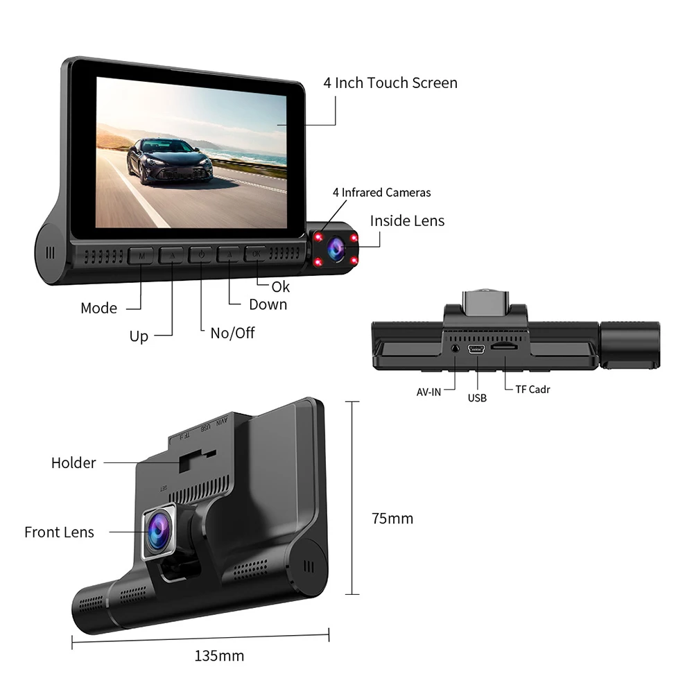 Full HD 1080P Dashboard Camera 4.0 Inch Touch Screen Dashcam Night Vision Car DVR 170 Degree Lens with Rearview Camera Accessory
Full HD 1080P Dashboard Camera 4.0 Inch Touch Screen Dashcam Night Vision Car DVR 170 Degree Lens with Rearview Camera Accessory