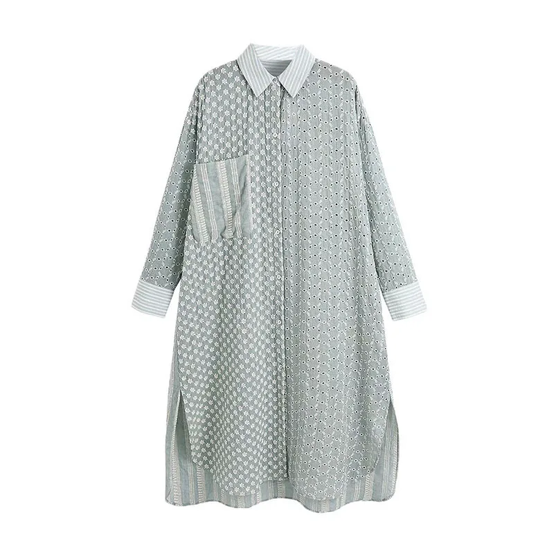 European and American style heavy industry hollow flower embroidery midi dress shirt collar long sleeve female skirt
European and American style heavy industry hollow flower embroidery midi dress shirt collar long sleeve female skirt