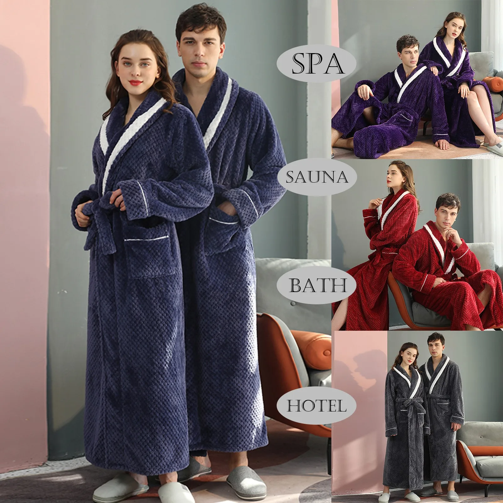 Men Women Winter Soft Flannel Bathrobe Female Kimono Robe Lovers Couple Nightgown Bath Gown Sleepwear Large Nightwear M XL 3XL
Men Women Winter Soft Flannel Bathrobe Female Kimono Robe Lovers Couple Nightgown Bath Gown Sleepwear Large Nightwear M XL 3XL