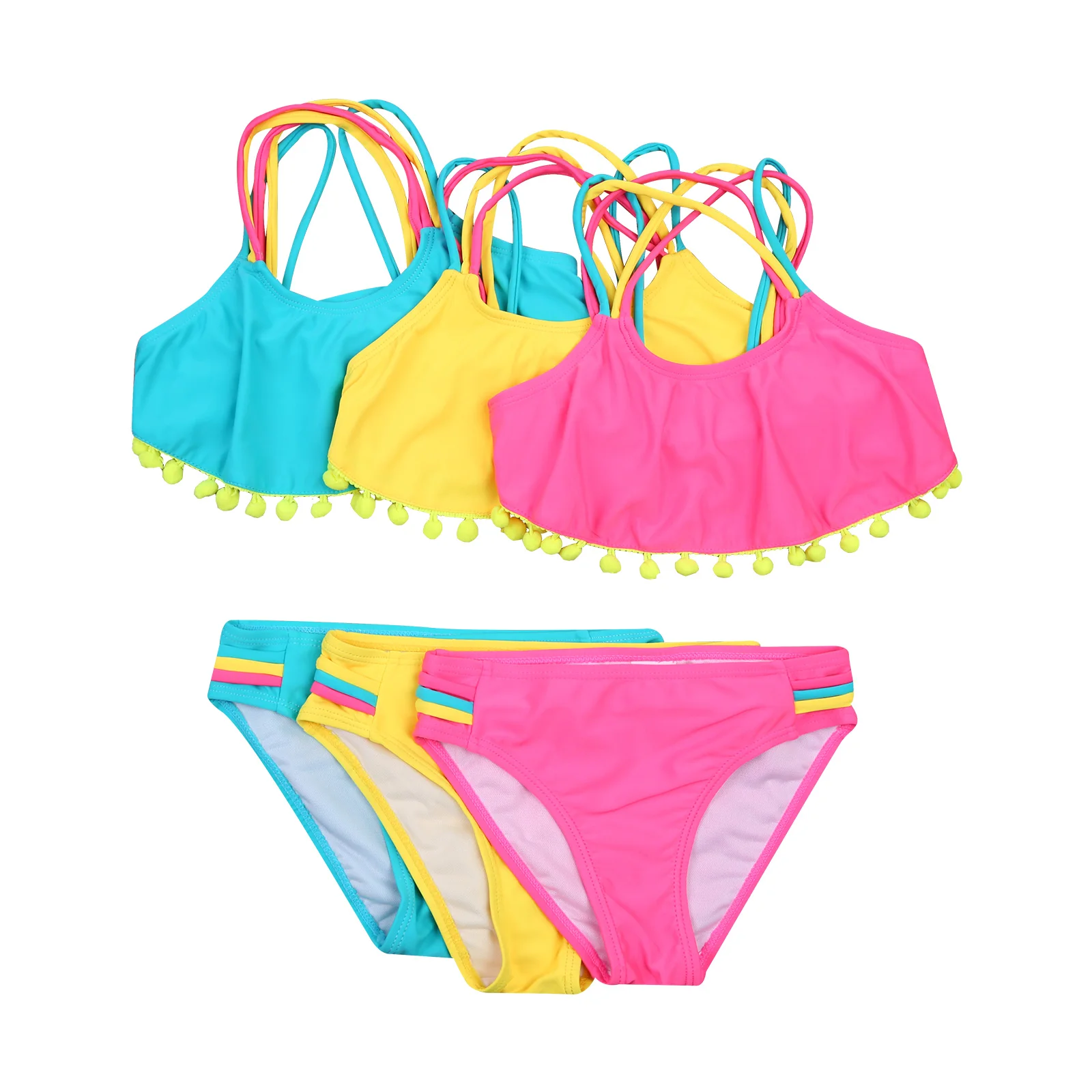 Baby Girl Bikini Sets Casual Solid Bathing Suits Beachwear 5-14Y Kids Children Summer Beach Fashion Swimsuit Swimwear | Спорт и