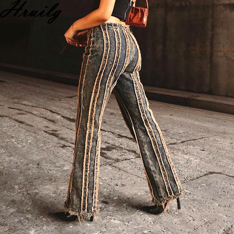 Woman Pants Vintage Frayed Stitching Mid-waist Jeans Women's Casual Loose Drawstring Striped Straight-leg Trousers Women
Woman Pants Vintage Frayed Stitching Mid-waist Jeans Women's Casual Loose Drawstring Striped Straight-leg Trousers Women