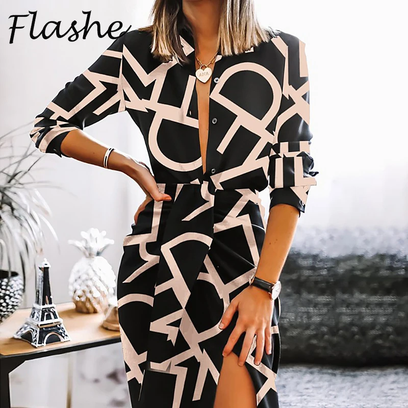 2021 Prom Dress Ladies V Neck Party Dress Spring Autumn Print Long Sleeve Split Up Button Dress Women Elegant A-Line Vestidos
2021 Prom Dress Ladies V Neck Party Dress Spring Autumn Print Long Sleeve Split Up Button Dress Women Elegant A-Line Vestidos