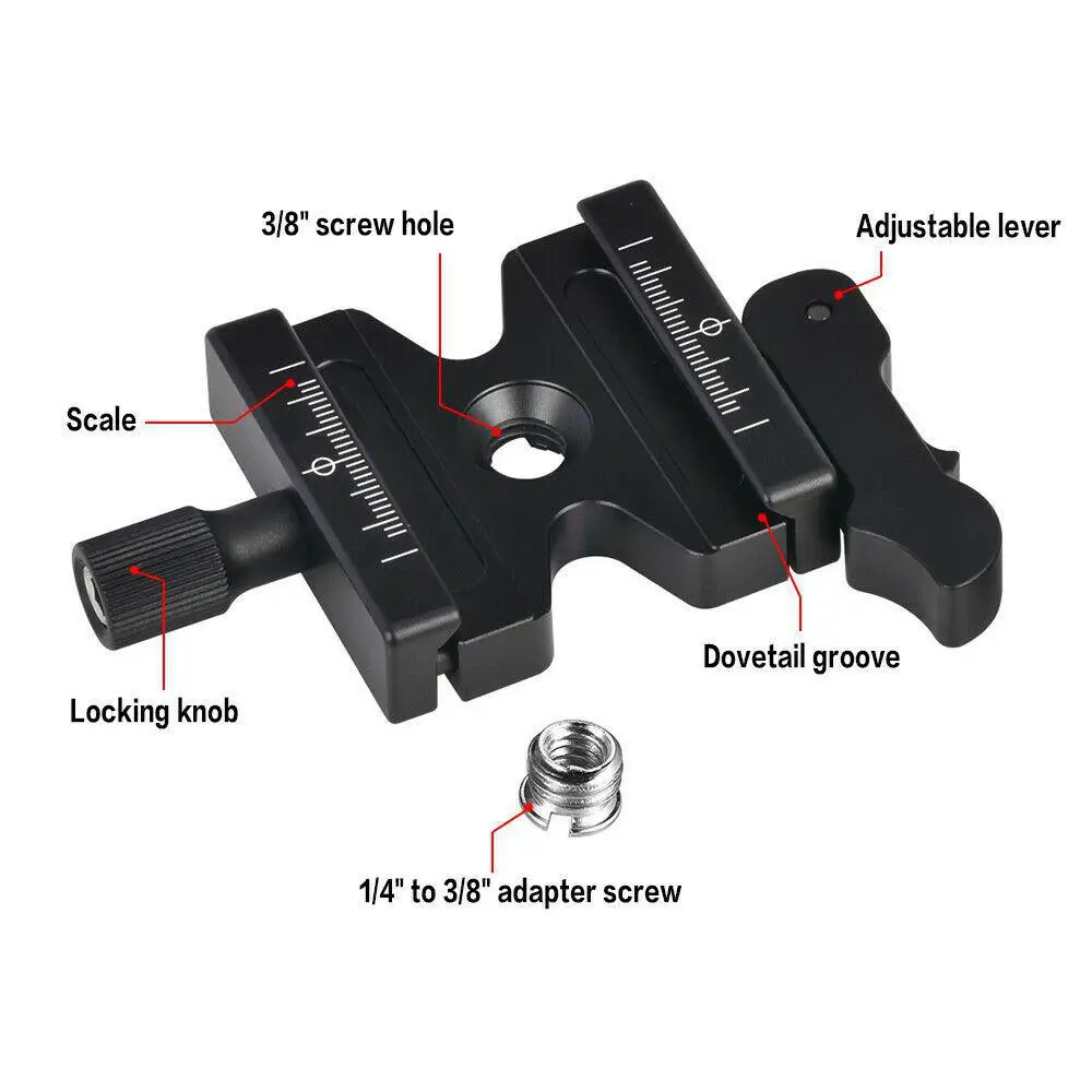 Studyset CL-50LS Quick Release Clamp with 1/4" To 3/8" Adapter Screw Double-lock Adjustable Aluminum Alloy Holder
Studyset CL-50LS Quick Release Clamp with 1/4" To 3/8" Adapter Screw Double-lock Adjustable Aluminum Alloy Holder