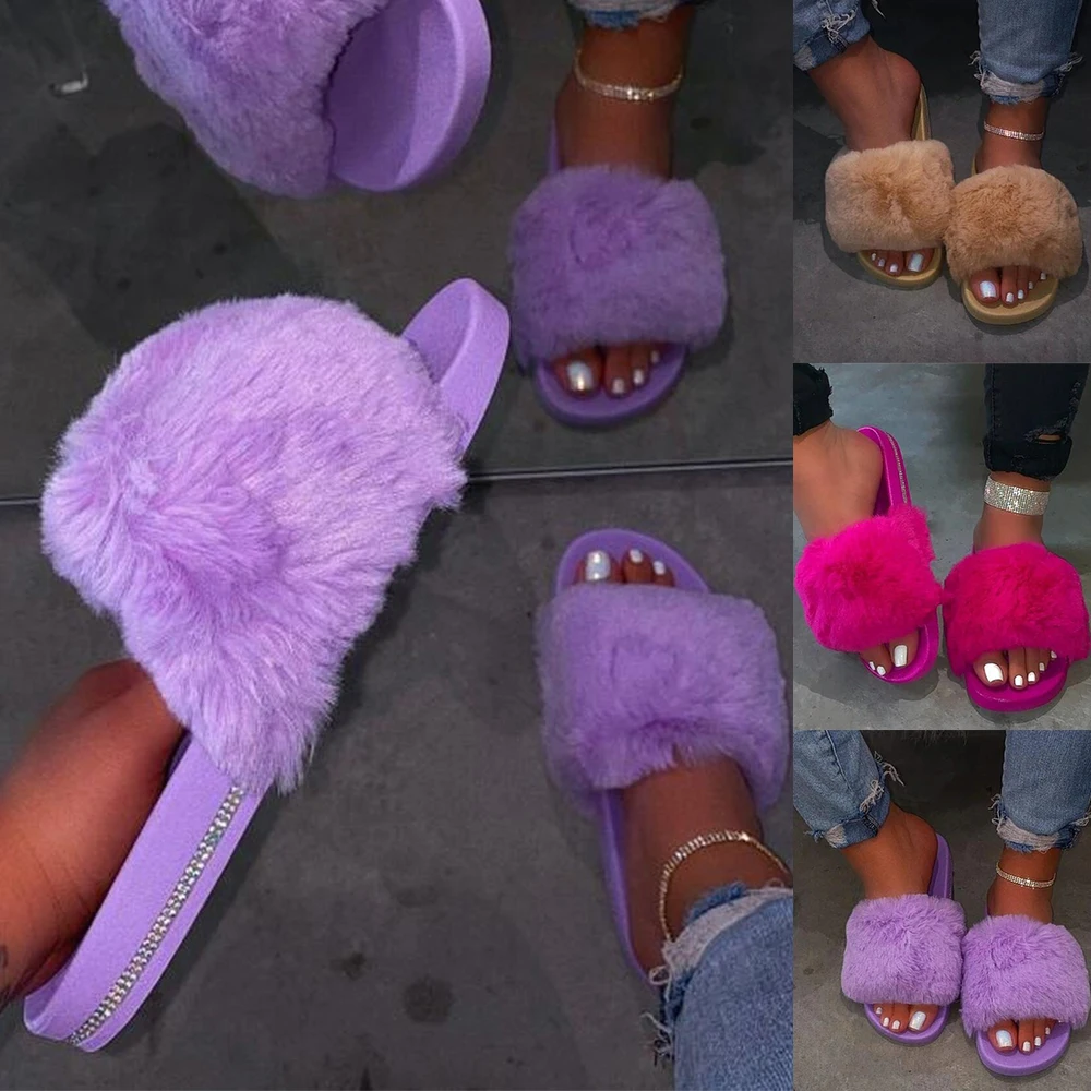 Women Fur Slippers Shoes Summer Indoor Home Furry Slippers Casual Crystal Flip Flops Slippers Outdoor Wild Non-slip Slides Color
Women Fur Slippers Shoes Summer Indoor Home Furry Slippers Casual Crystal Flip Flops Slippers Outdoor Wild Non-slip Slides Color