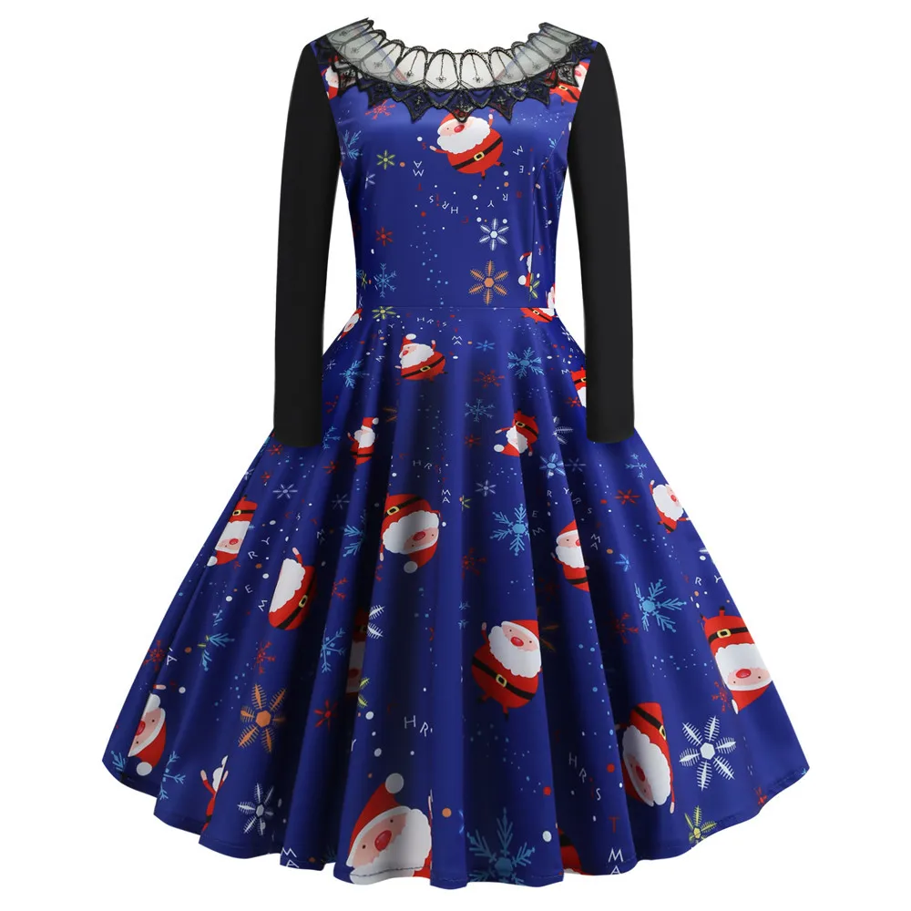 Women Long Sleeves Lace Christmas Elk Snowman Printed Casual Big Hem Dress Lady Elegant Vintage Party Bodycon Dresses Vestidos 
Women Long Sleeves Lace Christmas Elk Snowman Printed Casual Big Hem Dress Lady Elegant Vintage Party Bodycon Dresses Vestidos