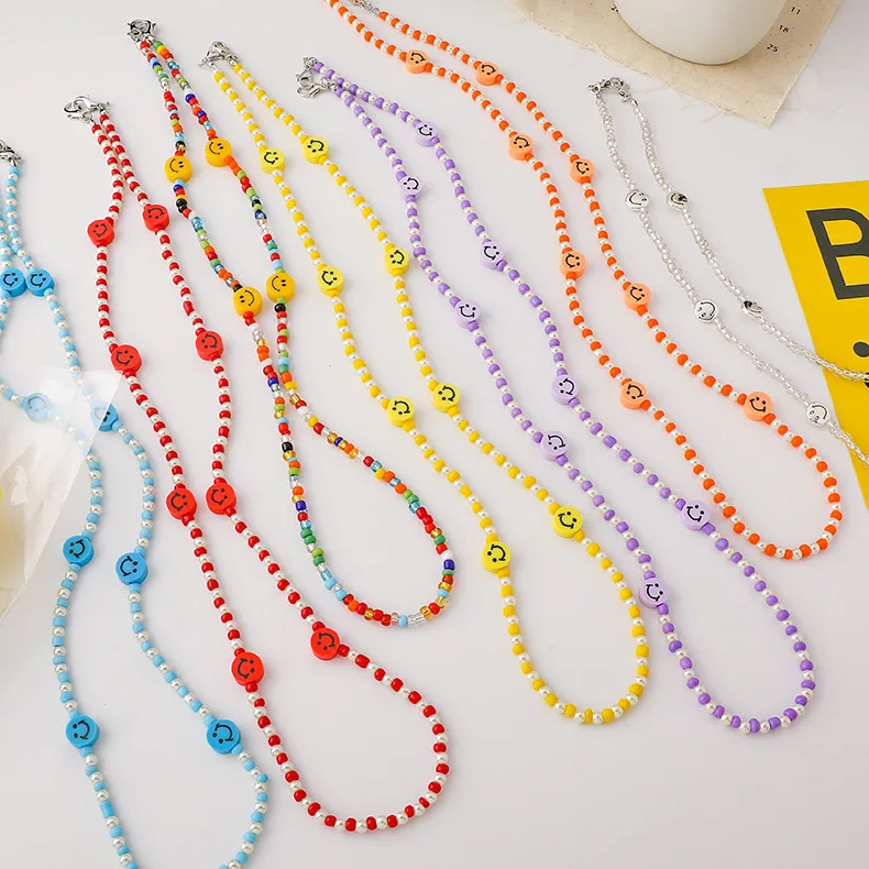 Fashion Multicolor Beads Smile Masks Chains Necklace for Women Girls Bohemian Anti-lost Mask Strap Lanyard Holder Mask Jewelry
Fashion Multicolor Beads Smile Masks Chains Necklace for Women Girls Bohemian Anti-lost Mask Strap Lanyard Holder Mask Jewelry