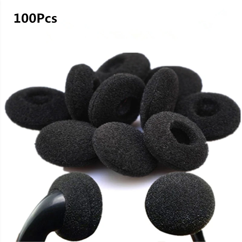 

100Pcs 18mm Black Foam Ear Tips Covers Earpads Sponge Earphone Replacement Cushions Ear Buds MP3 MP4