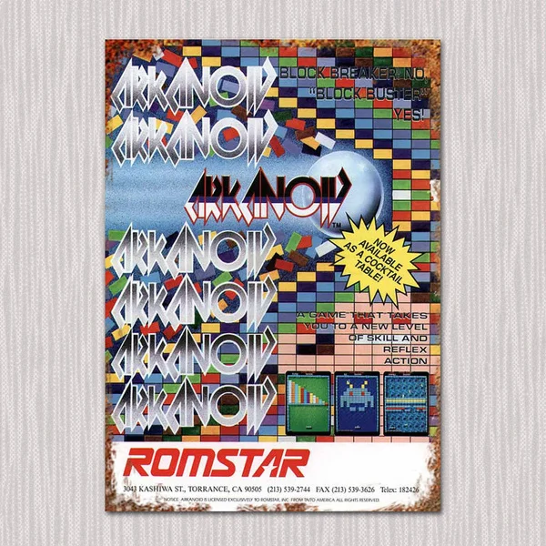 Arkanoid Arcade Flyer Vintage Tin Sign Metal Sign Metal Poster Metal Decor Metal Painting Wall Sticker Wall Sign 
Arkanoid Arcade Flyer Vintage Tin Sign Metal Sign Metal Poster Metal Decor Metal Painting Wall Sticker Wall Sign