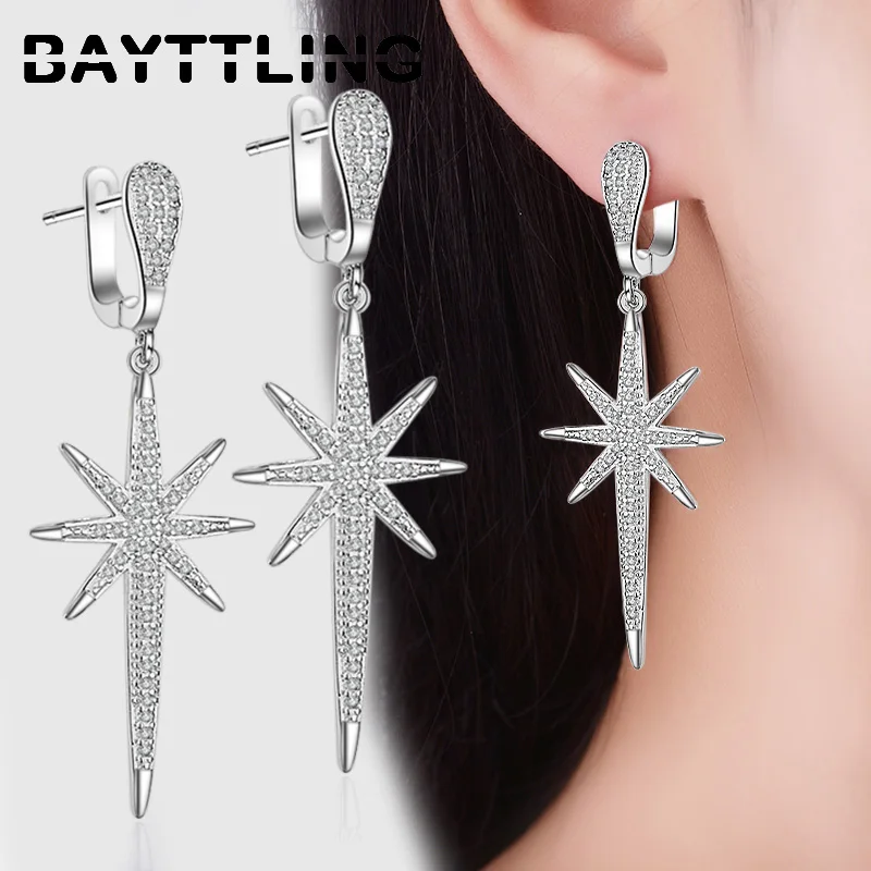 BAYTTLING Silver Color 55MM Luxury Shiny Zircon Snowflake Drop Earrings For Woman Lady Fashion Wedding Party Jewelry Gift
BAYTTLING Silver Color 55MM Luxury Shiny Zircon Snowflake Drop Earrings For Woman Lady Fashion Wedding Party Jewelry Gift