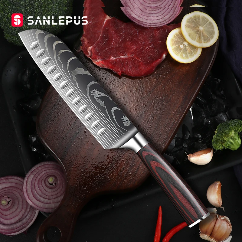 SANLEPUS Kitchen Knives Laser Damascus Pattern Color Wood Chef Knife Sharp Santoku Cleaver Slicing Vegetable Fruit Utility Knife
SANLEPUS Kitchen Knives Laser Damascus Pattern Color Wood Chef Knife Sharp Santoku Cleaver Slicing Vegetable Fruit Utility Knife