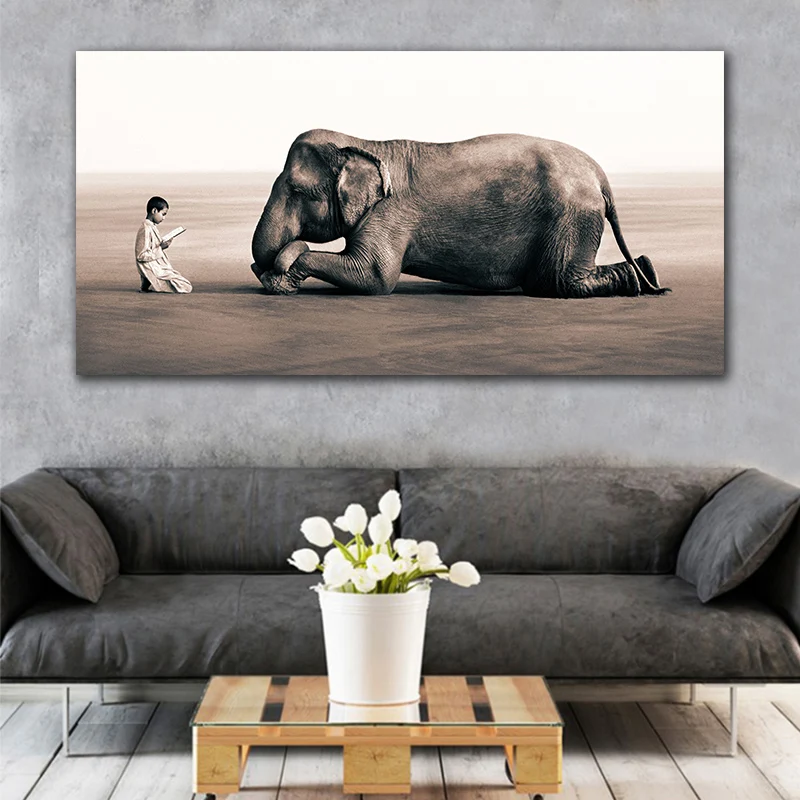 GoldLife Black and White Picture Canvas Painting Elephant and Boy Wall Art Prints Traditional Posters Painting No Frame
GoldLife Black and White Picture Canvas Painting Elephant and Boy Wall Art Prints Traditional Posters Painting No Frame
