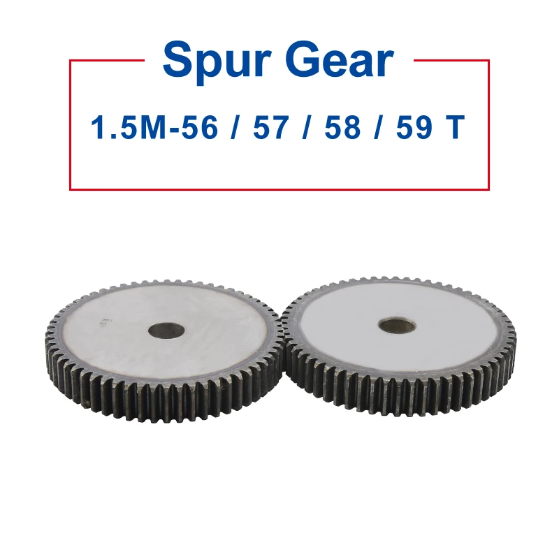 

1 Piece 1.5M Spur Gear 56/57/58/59 Teeth 14/15 mm Process Hole Gear Wheel Low Carbon Steel Material Flat Gear Total Height 15 mm